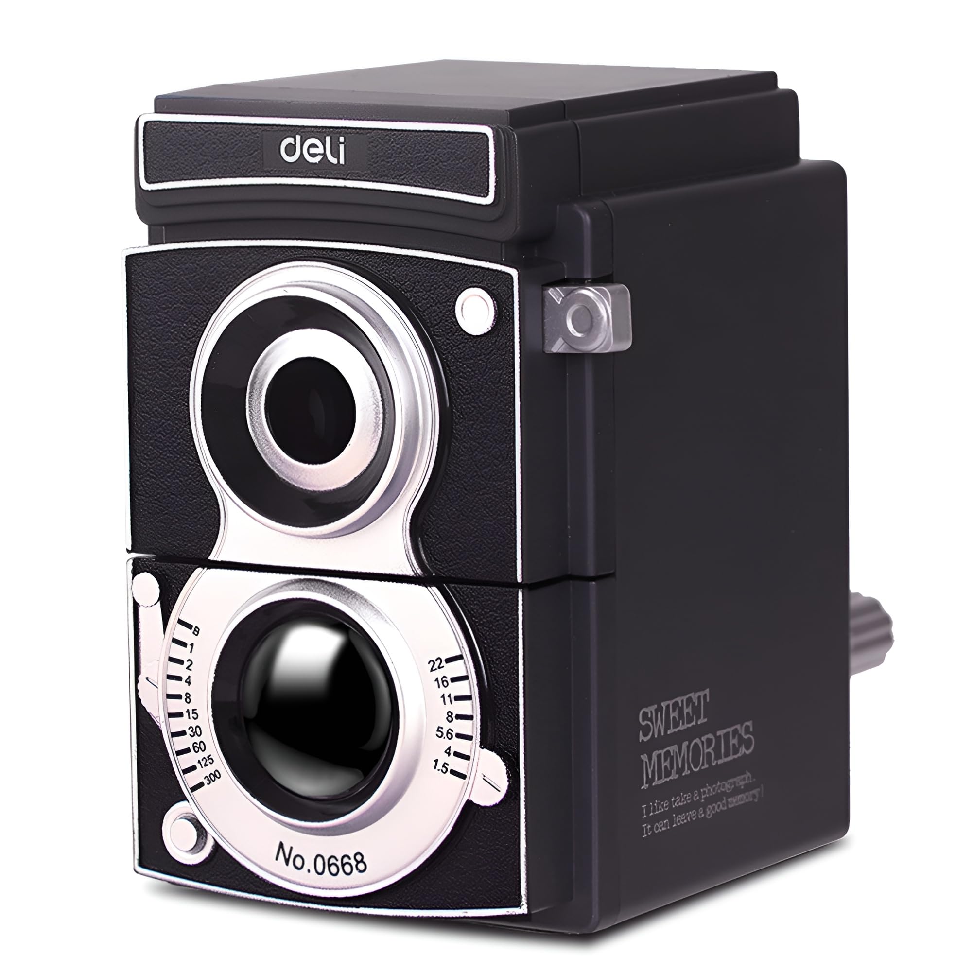 Waremew Manual Pencil Sharpener Retro Camera Pencil Sharpener Table Top Sharpener, Helical Steel Blade, for School/Home/Office/Woodworking/Engineering