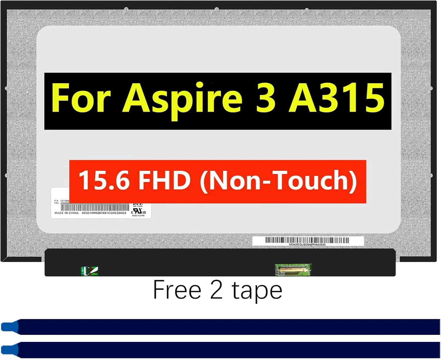 Screen Replacement for Acer Aspire 3 A315-24P A315-24P-R7VH 15.6" FHD 1920 x 1080 1080P IPS LCD LED Laptop Display Panel with Tape