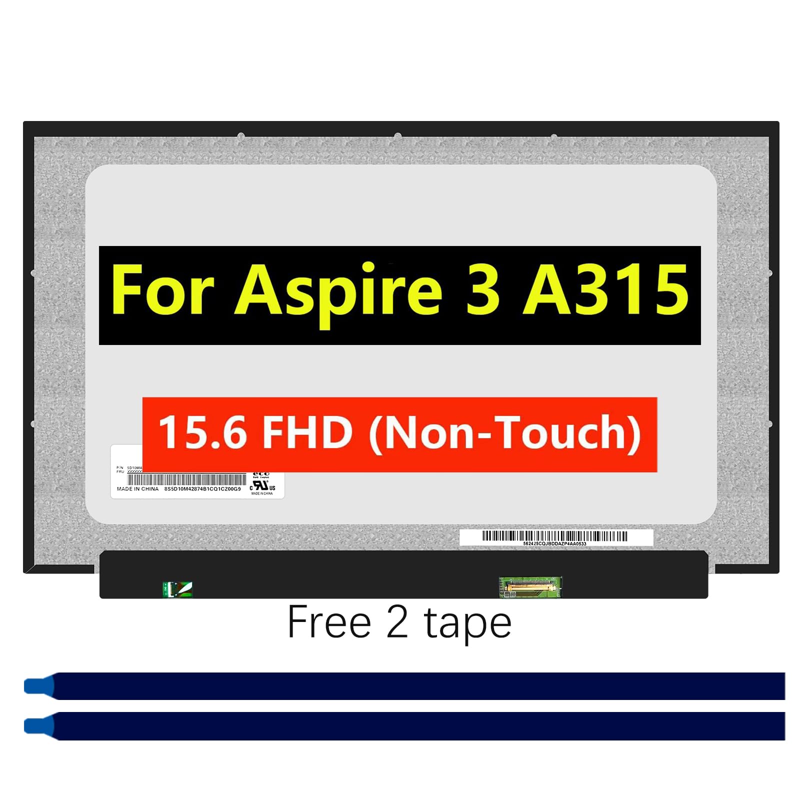 TFTcenter Screen Replacement for Acer Aspire 3 A315-24P A315-24P-R7VH 15.6" FHD 1920 x 1080 1080P IPS LCD LED Laptop Display Panel with Tape