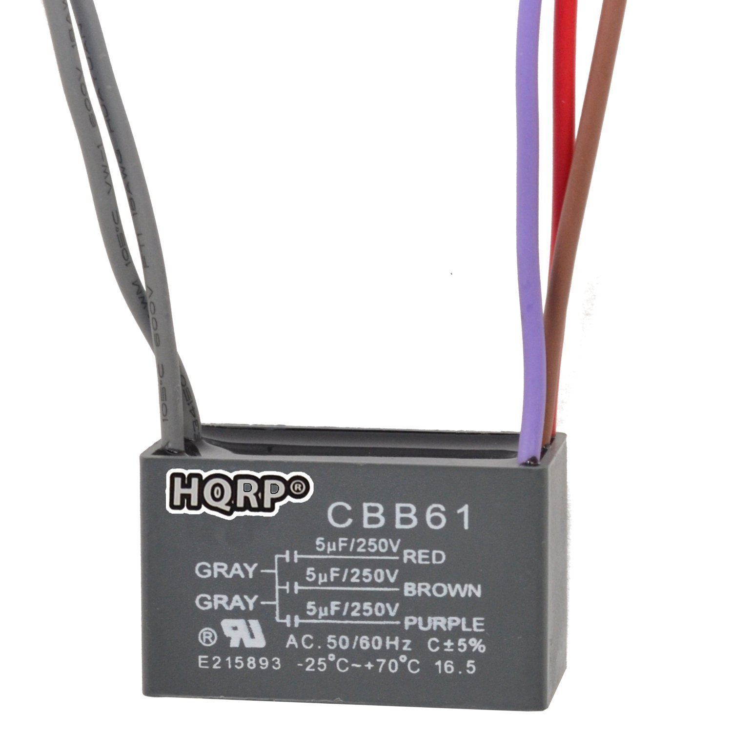 HQRP Ceiling Fan Capacitor CBB61 5uf+5uf+5 uf 5-Wire