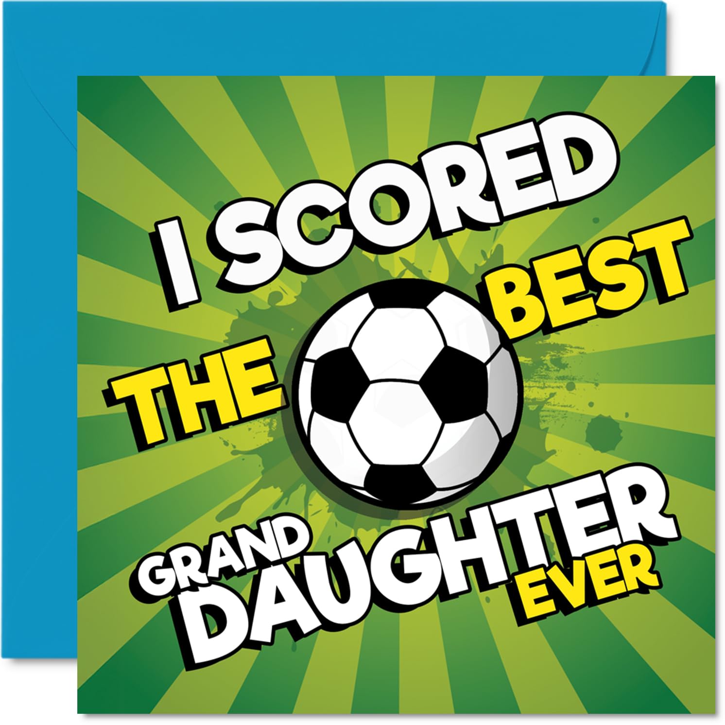 Playful Birthday Card for Granddaughter - Scored a Winner - Fun Football-themed Design for the Best Granddaughter - 145mm Square, Envelope Included
