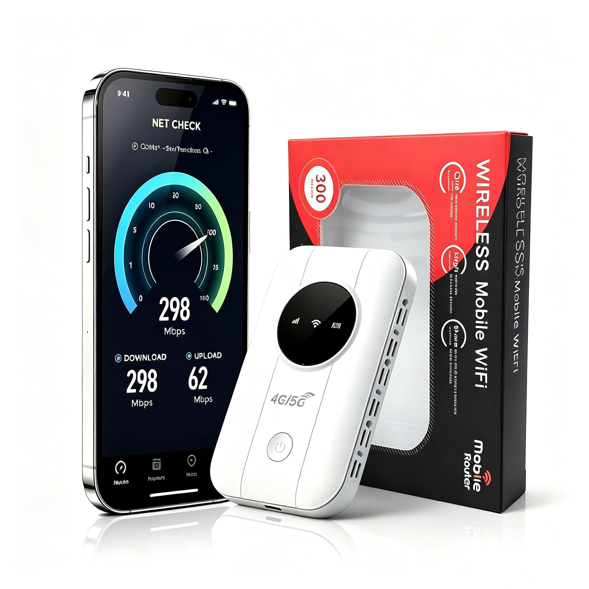Router WiFi 5G Portátil,Router portátil WiFi de Alta Velocidad Hotspot Mini Router móvil,Router 5G/4G+ sim Portatil-Batería de 2100 mAh-Muy Adecuado para Acampar Y Viajar por Negocios