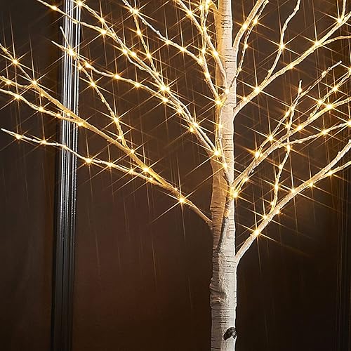 Miniatura 2 de Fudios Árbol de abedul iluminado de 4 pies, 200 luces LED, ramitas de Navidad, árboles de cadena de luces para interiores, para decoración del