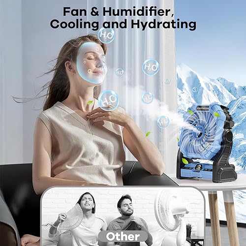 Miniatura 4 de Ventilador de niebla portátil con linterna RGB, ventilador recargable de niebla de campamento de 15000 mAh con batería de emergencia, suministros de