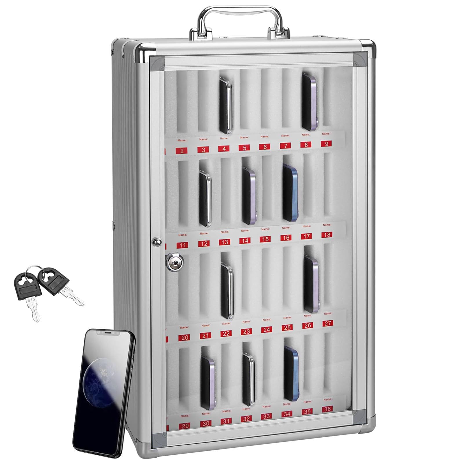 Casier Portable Transparent pour Téléphones Boîte Murale à 8 Slots pour Étudiants Rangement Sécurisé et Pratique pour Smartphones nisation Efficace et Gain de Place