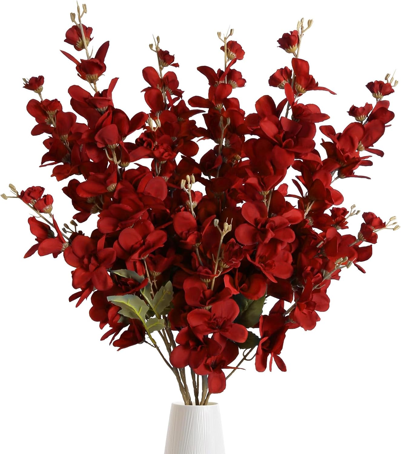 6PCS 35.43'' Red Delphinium Artificial Flower Faux Larkspur Silk Flowers Long Stem Blossoms Flowers for Tall Vase Floral Arrangements Home Table Wedding Decor(Red)