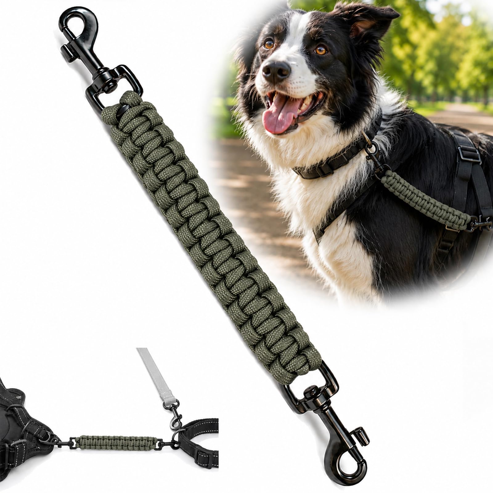 Durable Dog Collar Lead Clips with Double Connection Safety System - Anti-Slip Dual-Ended Swivel Buckle Connector for Harnesses, Collars, and Leash Equipment in Multiple Colour Options