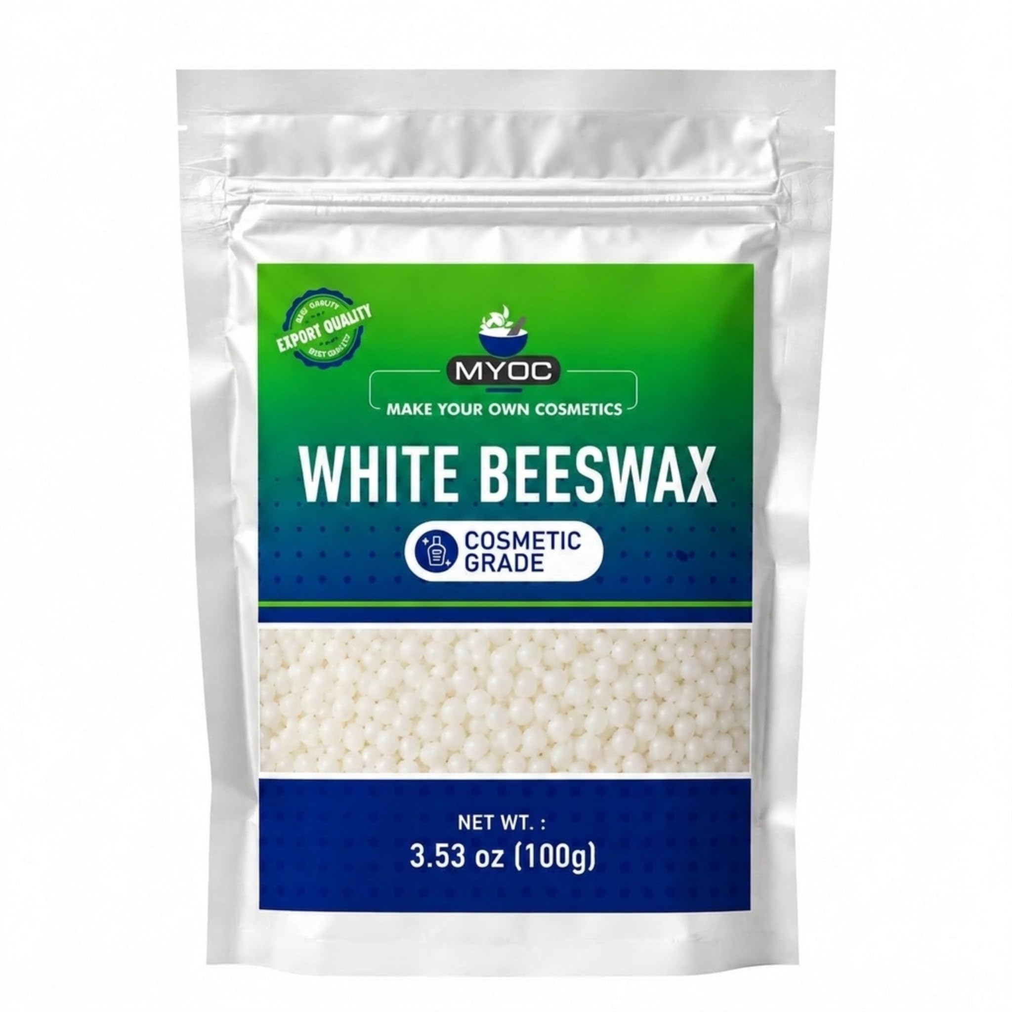 MYOC White Beeswax – 100% Pure Cosmetic Grade 100g (3.5 oz)| Emollient Wax for Lip Balm, Lotion Bars & Body Butter Making