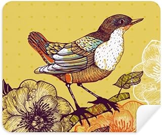 Sketching Lovely Bird Flowers Cleaning Cloth Screen Cleaner 2pcs Suede Fabric