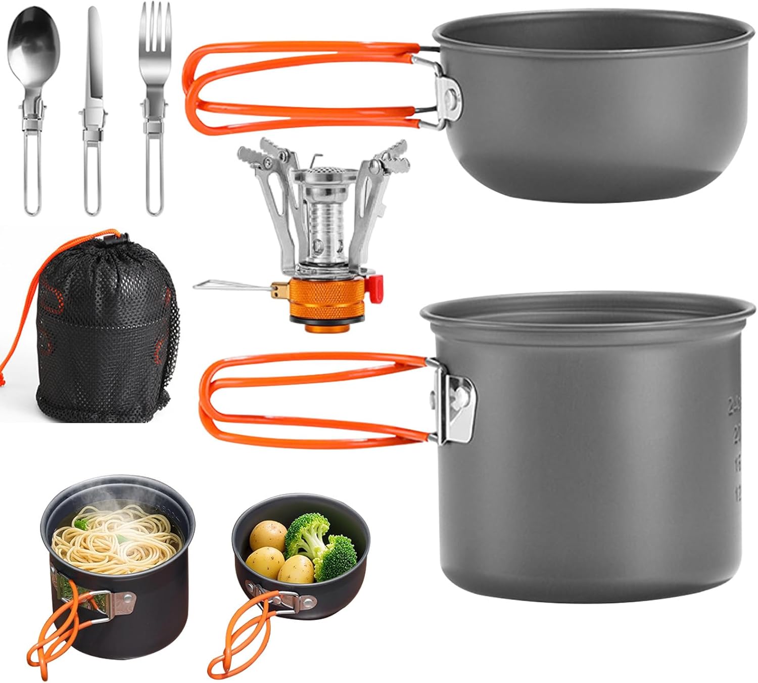 Camping Cookware Set - Camping Cookware Mess Kit | Camp Pot and Pan Set | Outdoor Cooking Bakeware for Campfires pa