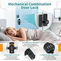 Vista 3 de Cerradura de puerta de granero con combinación, cerradura de puerta deslizante de armario de 90/180 grados, pestillo de puerta de contraseña sin