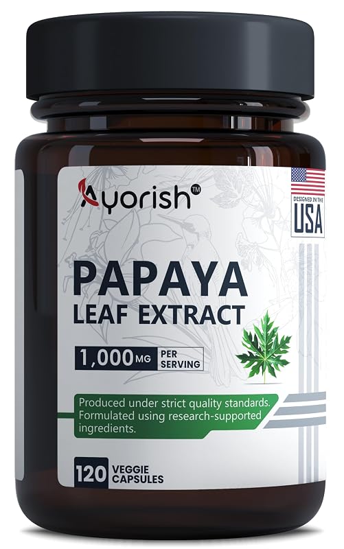 Ayorish Extrato de Folha de Mamão 1000 mg 120 cápsulas