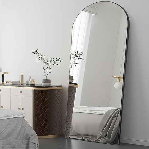 Miniatura 6 de NeuType - Espejo grande de longitud completacuerpo completo con soporte, papoyar en el suelo, colgar o apoyar contra la pared, marco fino de madera