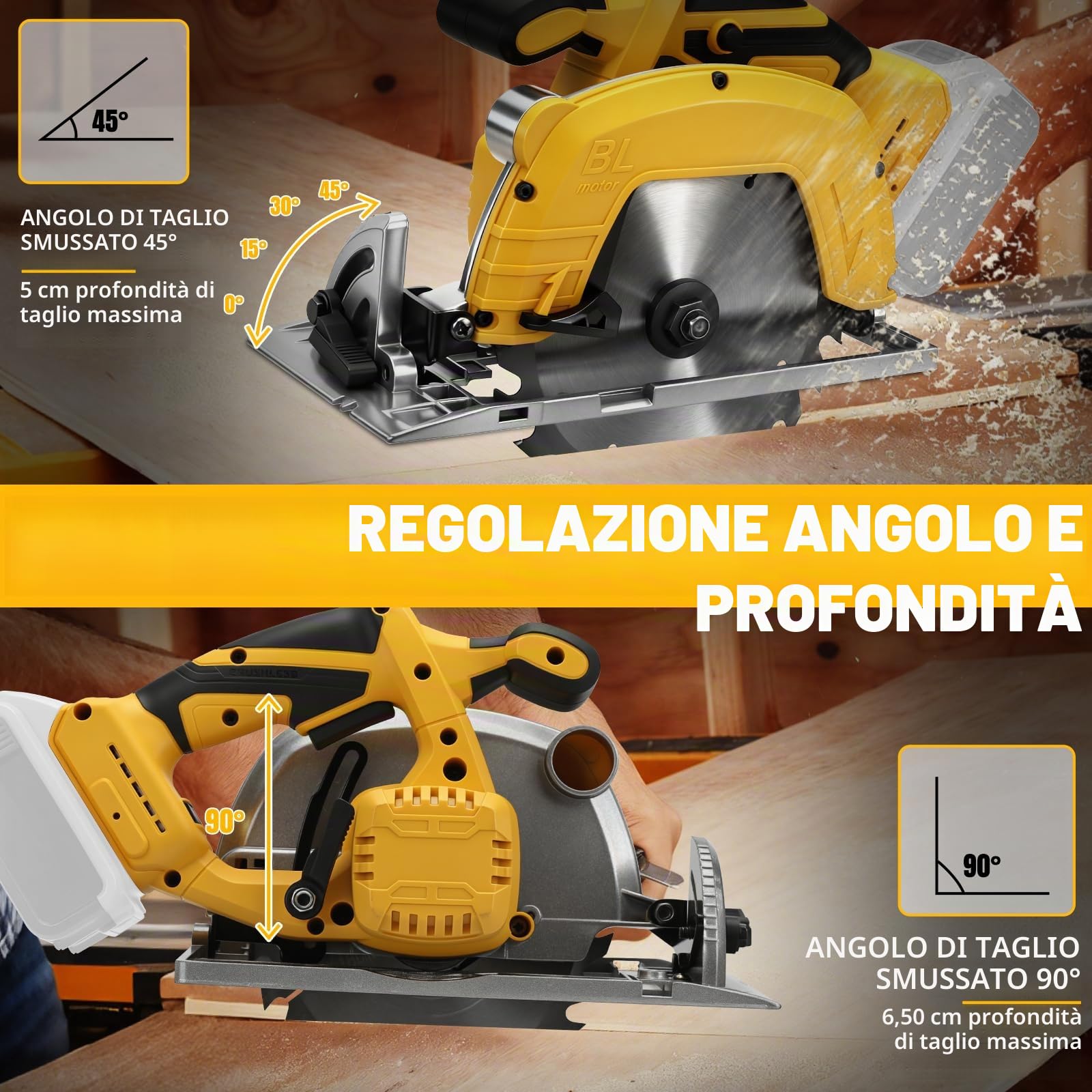Roadtime Sega circolare a batteria da 7 pollici per batteria DeWalt da 20 V (senza batterie), mini sega circolare manuale professionale con 1 lama per sega per legno, ideale per legno, metallo morbido