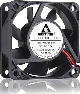GDSTIME 60mm Fan, 60mm x 60mm x 25mm Dual Ball Bearings 12V DC Brushless Cooling Fan
