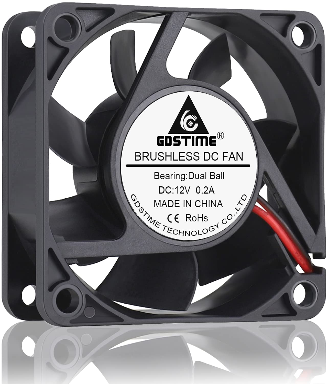 GDSTIME 60mm Fan, 60mm x 60mm x 25mm Dual Ball Bearings 12V DC