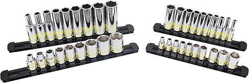 Astro Tools 4138 - Juego de llaves de vaso SAE (38 piezas, 14 pulgadas y 38 pulgadas, poco profundo y profundo, 6 puntos)