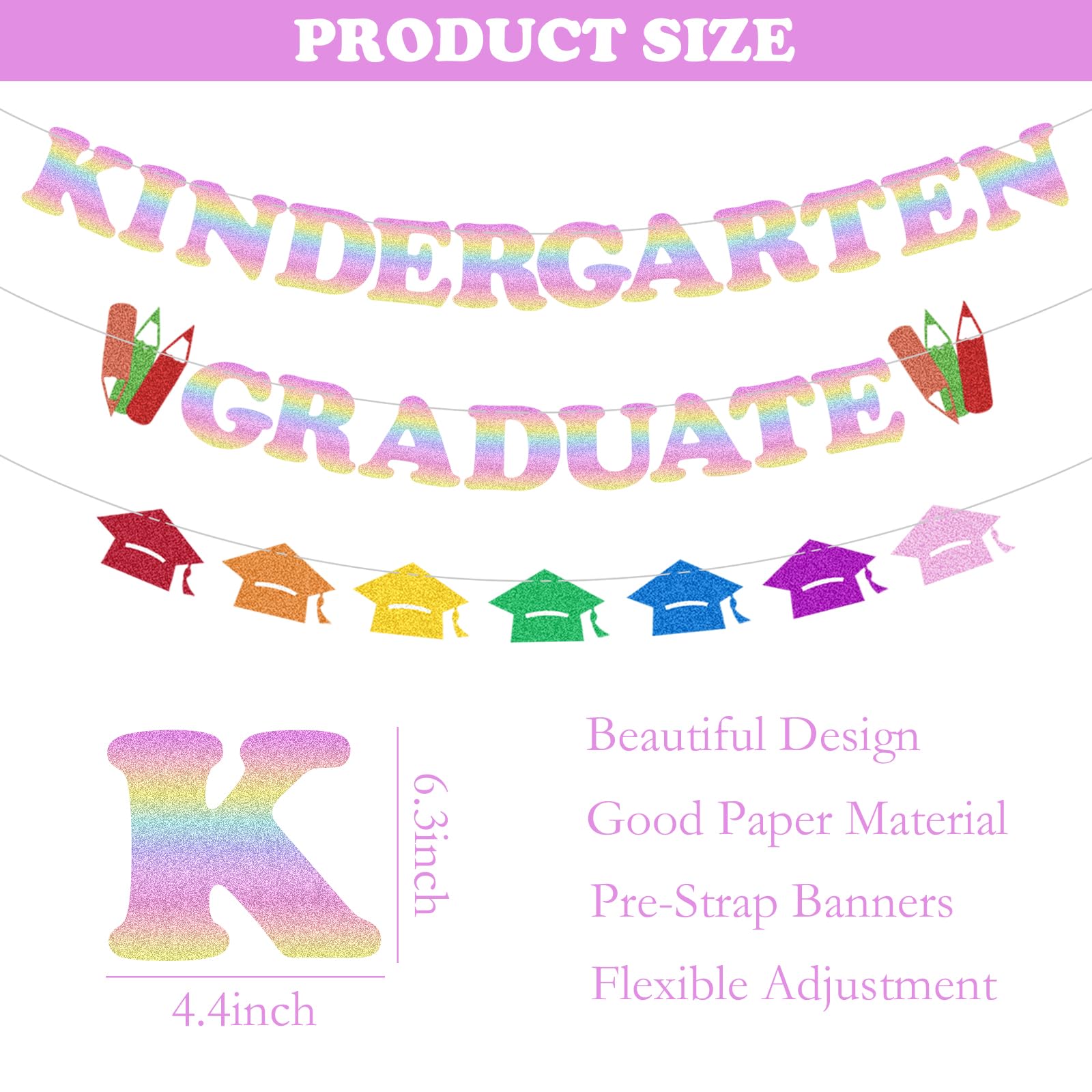 Kindergarten Graduation Decorations Banners, Preschool Graduation Decor, Congrats Grad Banners - Image 2