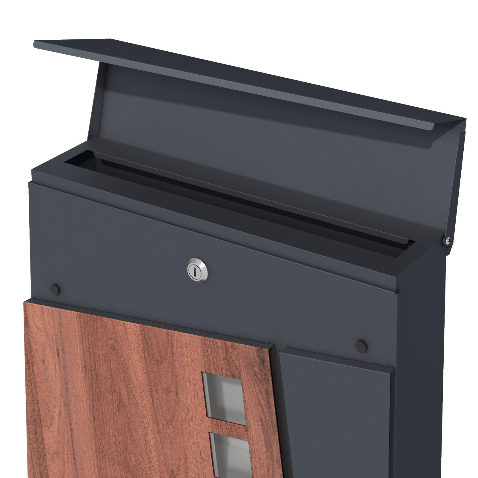 SCHARTEC® Design brievenbus antraciet met krantenvak, modern en groot, wandbrievenbus