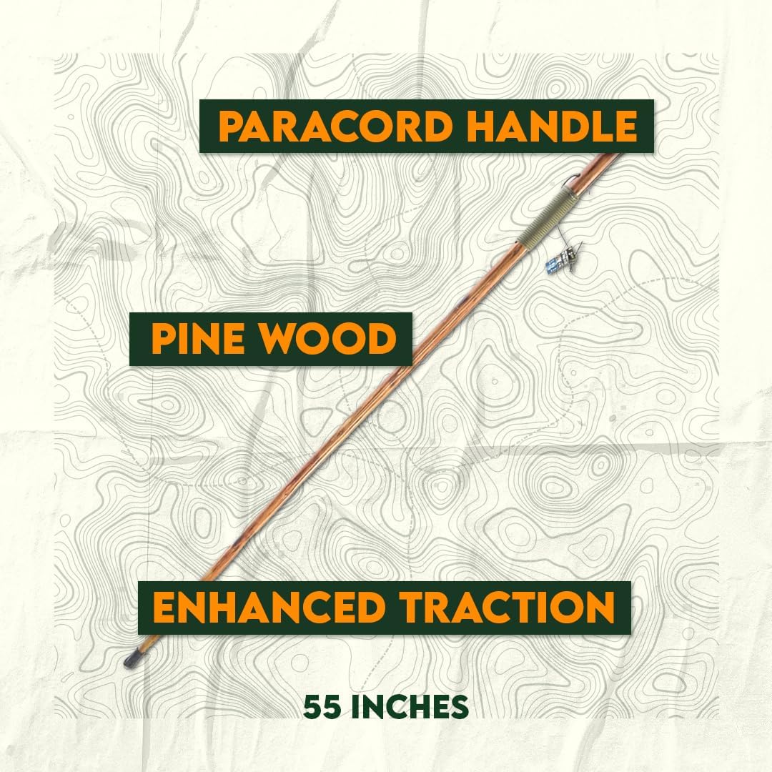 SE Survivor Series Green 12' Paracord Walking/Hiking Stick with 440 lb Pull Capacity, 55" - WS636-55GN