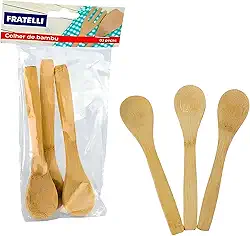 Kit 3 Colheres de Bambu – Sustentáveis, Antirrisco, Livre de BPA e Resistentes ao Calor – Utensílios Naturais para Cozinha