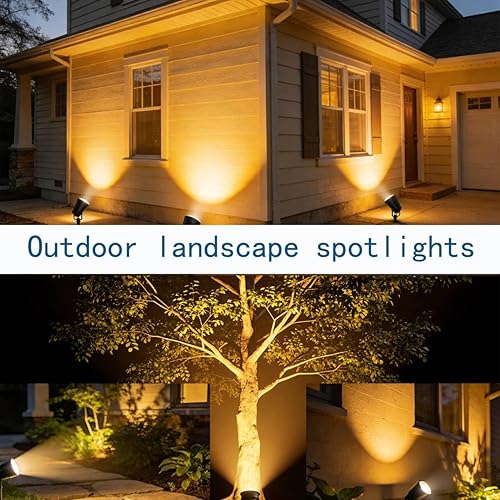 Miniatura 2 de SHOYO Focos de patio blanco cálido de 5 W 3000 K para exteriores, luces LED de paisaje, IP65, impermeables, con soporte de púas para césped, pared,