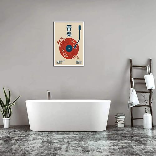 Miniatura 5 de Bizabud Lienzo de música japonesa, arte de pared, póster de disco de vinilo retro, obra de arte de música primitiva, remolino Koi, impresiones de