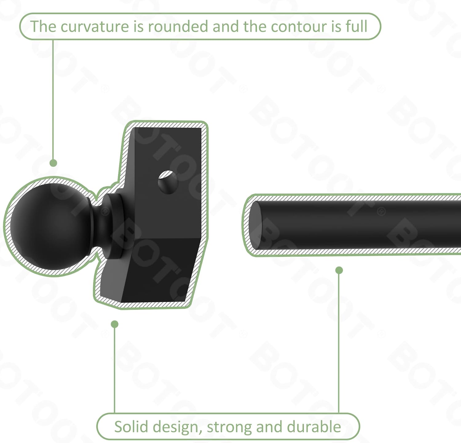 Stair rods for Carpets up to 28/32/36 inches Width Minimalist Style Stair Carpet Runner Rod Set with Spherical Finial and Brackets Easy Install to Secure Stair Carpet (1 Pack, Black 32 inches)