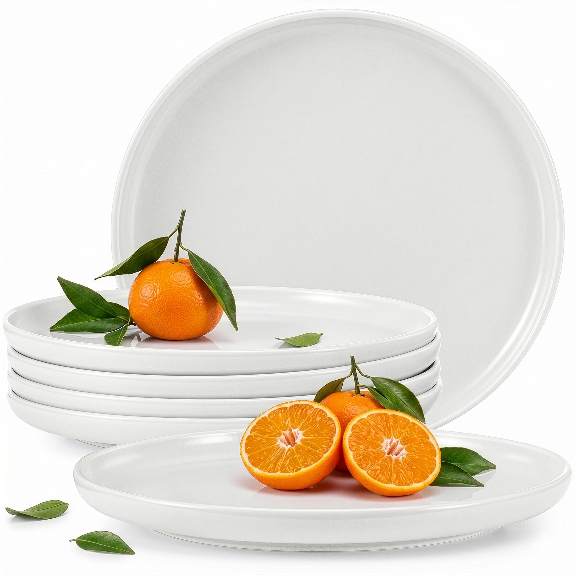 konsimo. VICTO Assiettes Plates pour 6 Personnes - Lot de 6 Assiettes - Passe au Lave-vaisselle - Passe au Micro-ondes - Service Assiette Ceramique - Grande Assiette Plate - 27 cm - Bianco