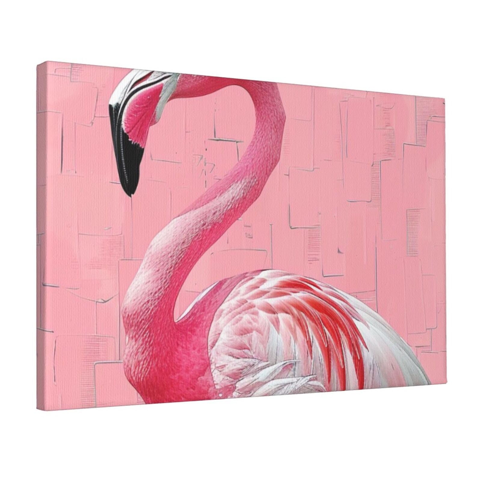 YKLJG Flamingo 1 Printed Wall Art Canvas Prints 45x30 CM Wooden Framed Picture Painting Artwork for Bedroom Kitchen Home Office Decor