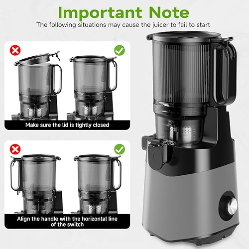 Miniatura 6 de Cold Press Juicer, 5.8" Wide Feed Chute Juice Extractor Machine with 400W, High Juice Yield, Slow Masticating Juicer for Whole Vegetables & Fruits,