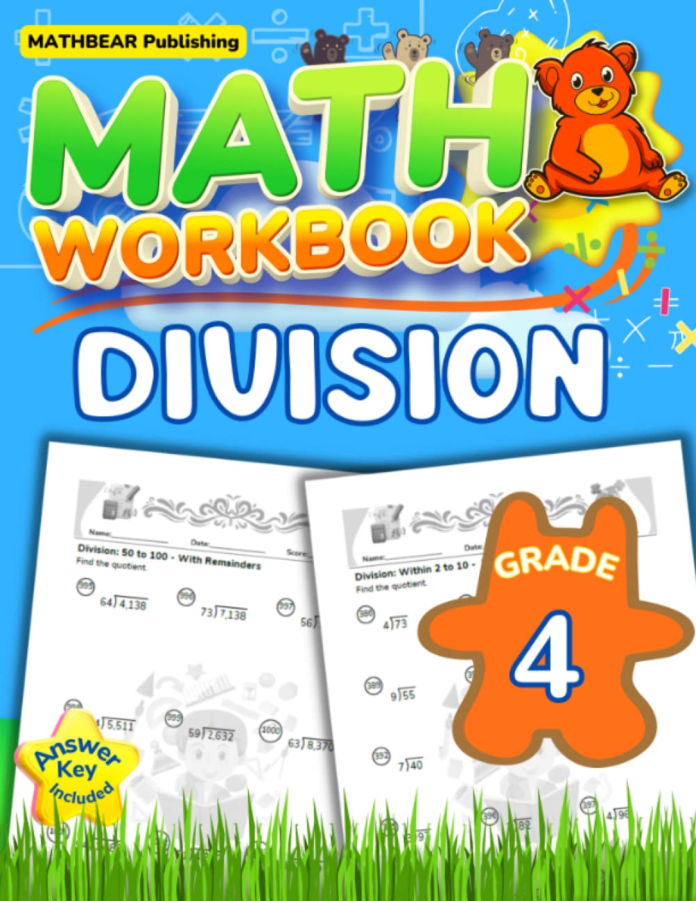 MathBear: Math Workbook Grade 4: Division: 4th Grade Division (0-100) with Remainders Math Workbook with Answers (MATHBEAR Workbooks)