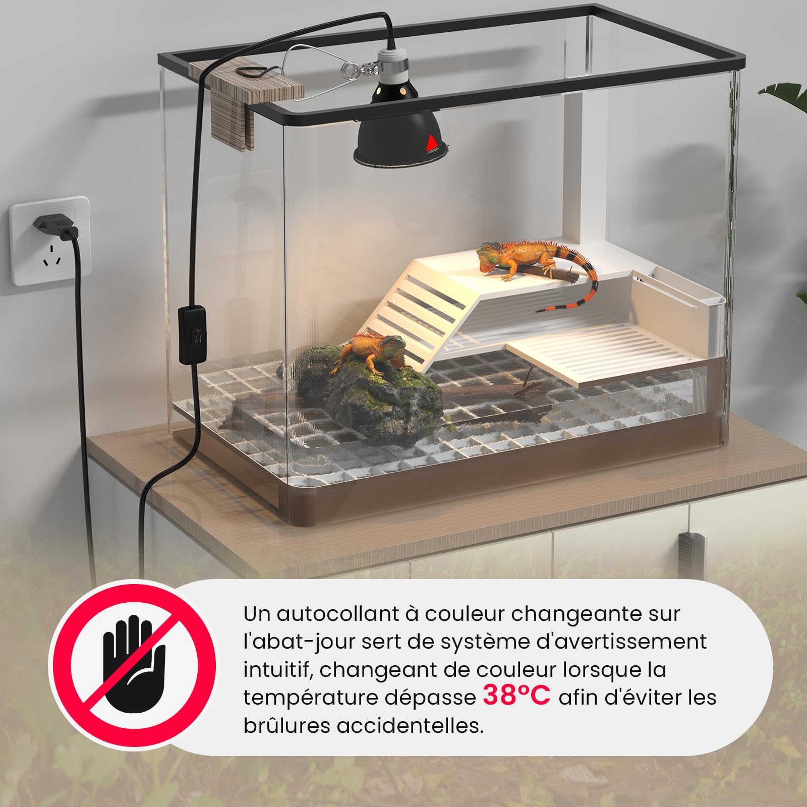 GlowUp Lampe Chauffante Dôme Réflecteur, 5.5 Pouces E27 160W Lampe Chauffante Terrarium Support de Lampe à Réflecteur pour Ampoule UVA UVB