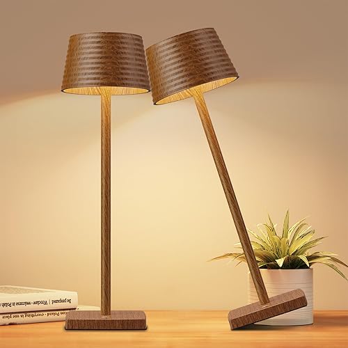 Miniatura 9 de Paquete de 2 lámparas de mesa inalámbricas recargables, batería de 6000 mAh, luces LED portátiles para exteriores, patio, restaurante, interior, 2