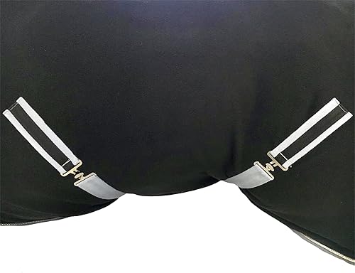 Miniatura 8 de Majestic Ally Manta de caballo de forro polar antibolitas con cuerda trenzada plateada (negro, 78)