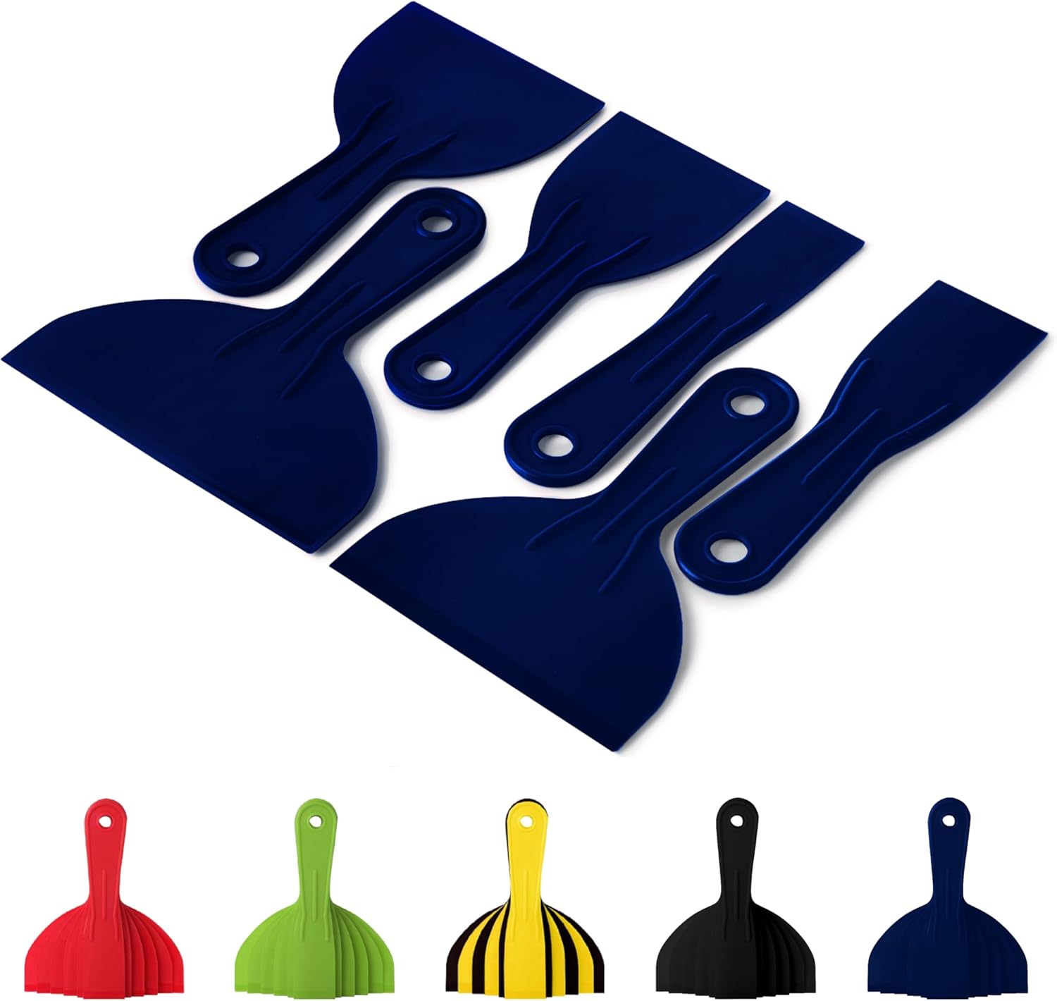 Bates Putty Knife, 6 Pack, Navy Blue, Plastic Paint Scraper, Plastic