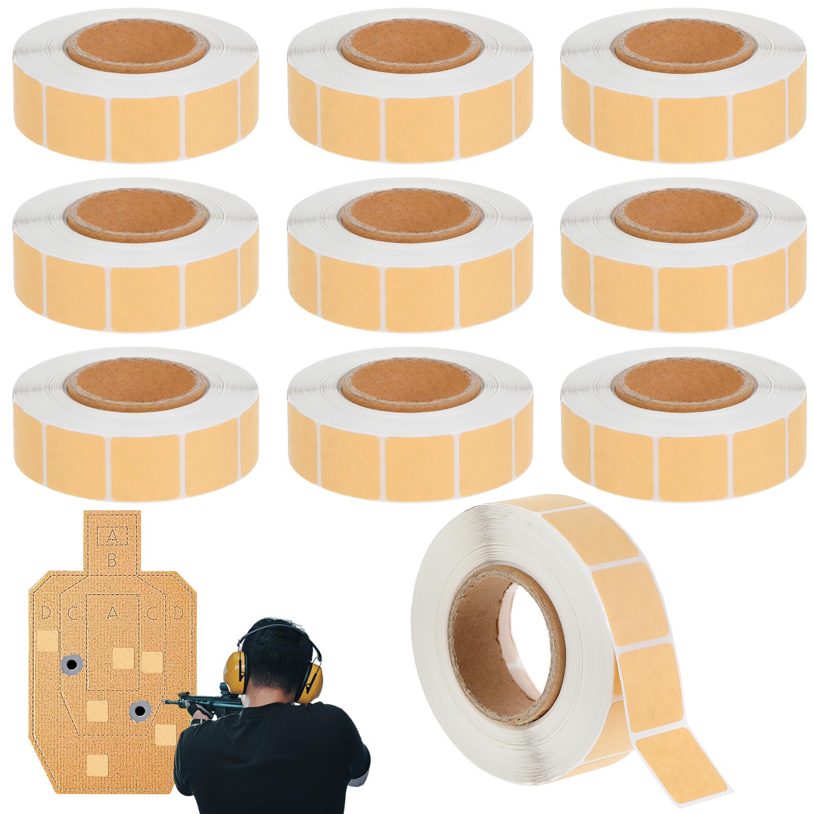 Target Stickers - 9 Rolls of 1000 Pcs Each, Self-Adhesive Rectangular Pasters for Shooting Range Practice (9000 PCS)