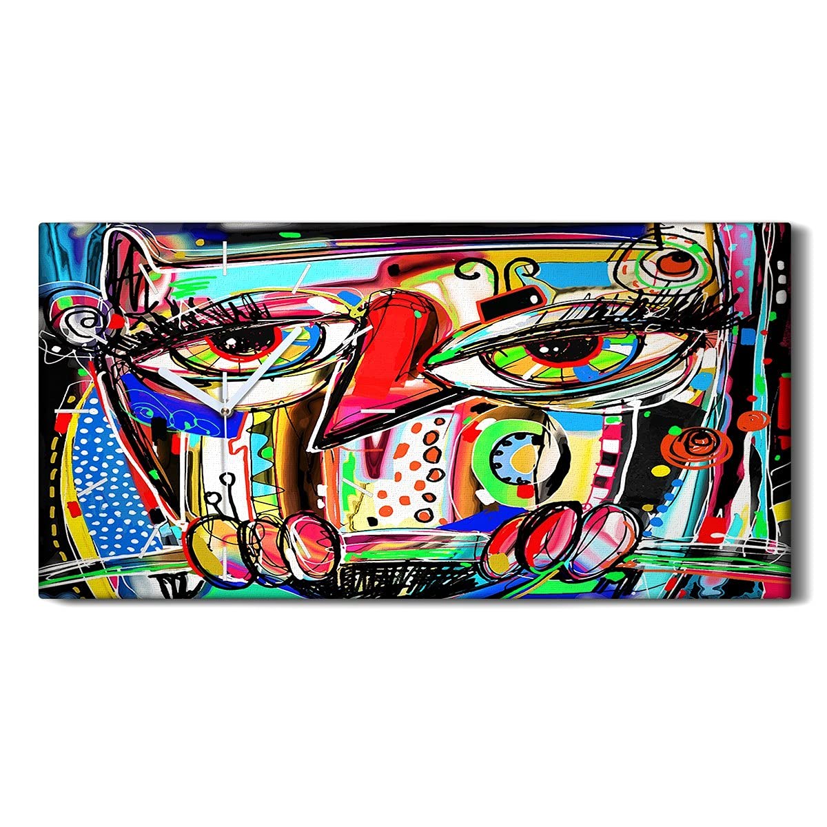 Horloge sur Toile Doodle Hibou 60x30cm Salon Deco