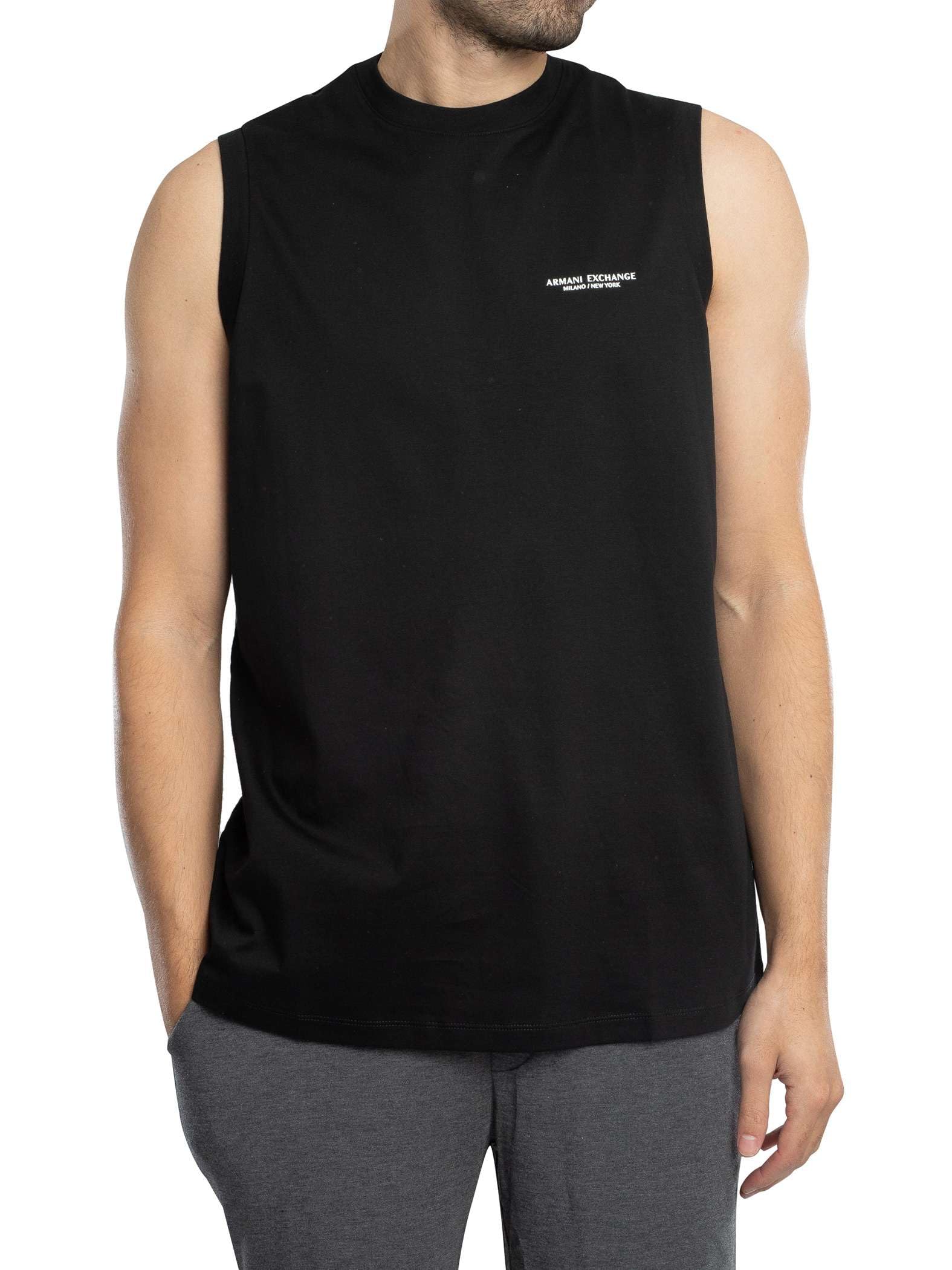 Armani Exchange Men's Black Relaxed Chest Logo Vest, M