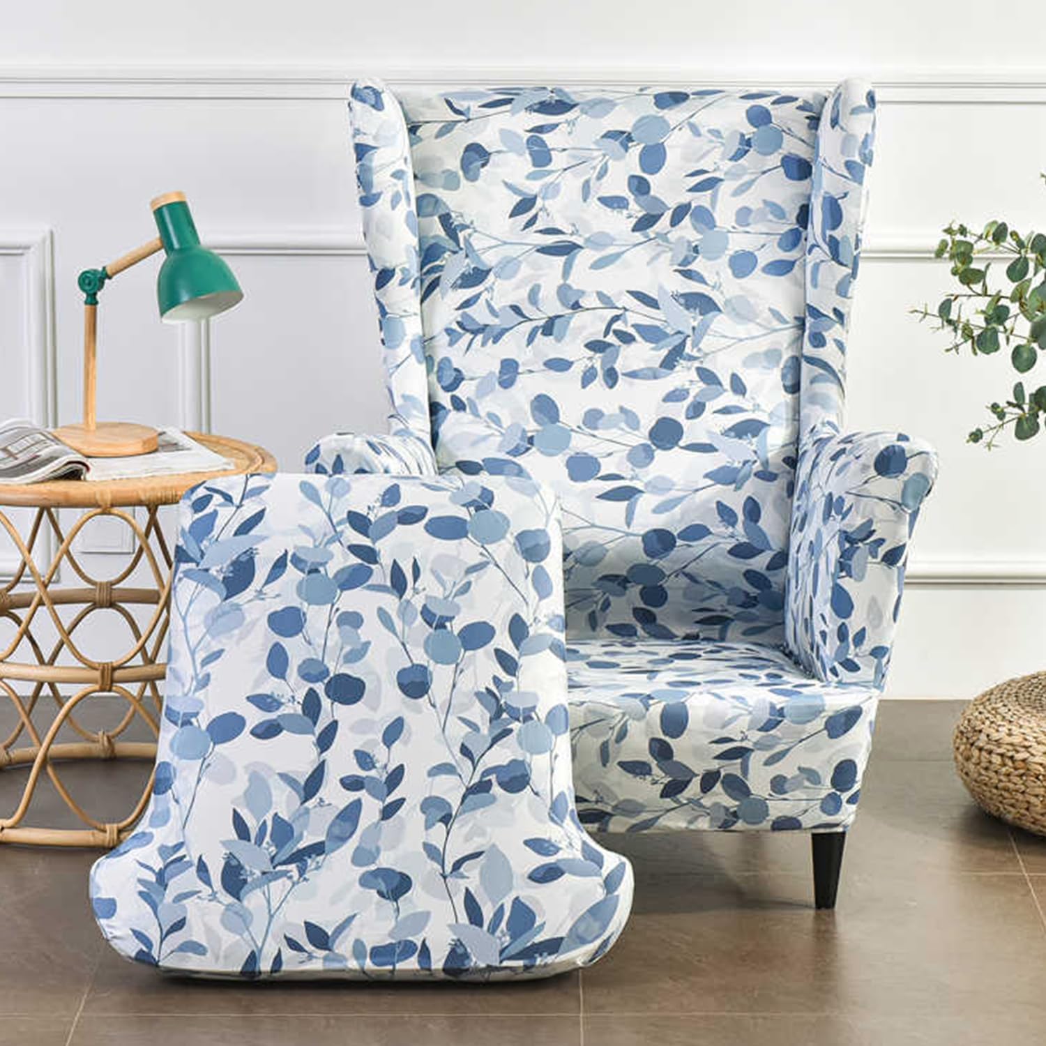 G,2pcs, Wingback Chair Slipcover 2Pcs Soft Stretch Wing Chair Slipcover Wingback Chair Cover Armchair Slipcover with Pattern Removable Dustproof Furniture Protector