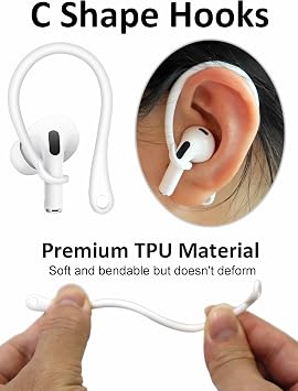 A-Focus Anti-Slip Set for AirPods Pro 2nd Silicone Adjustable Ear Hook Ergonomic Design Wings Wingtip Ear Tips Strap Sport Earbuds Accessories Eartip Compatible with AirPods Pro 2 White