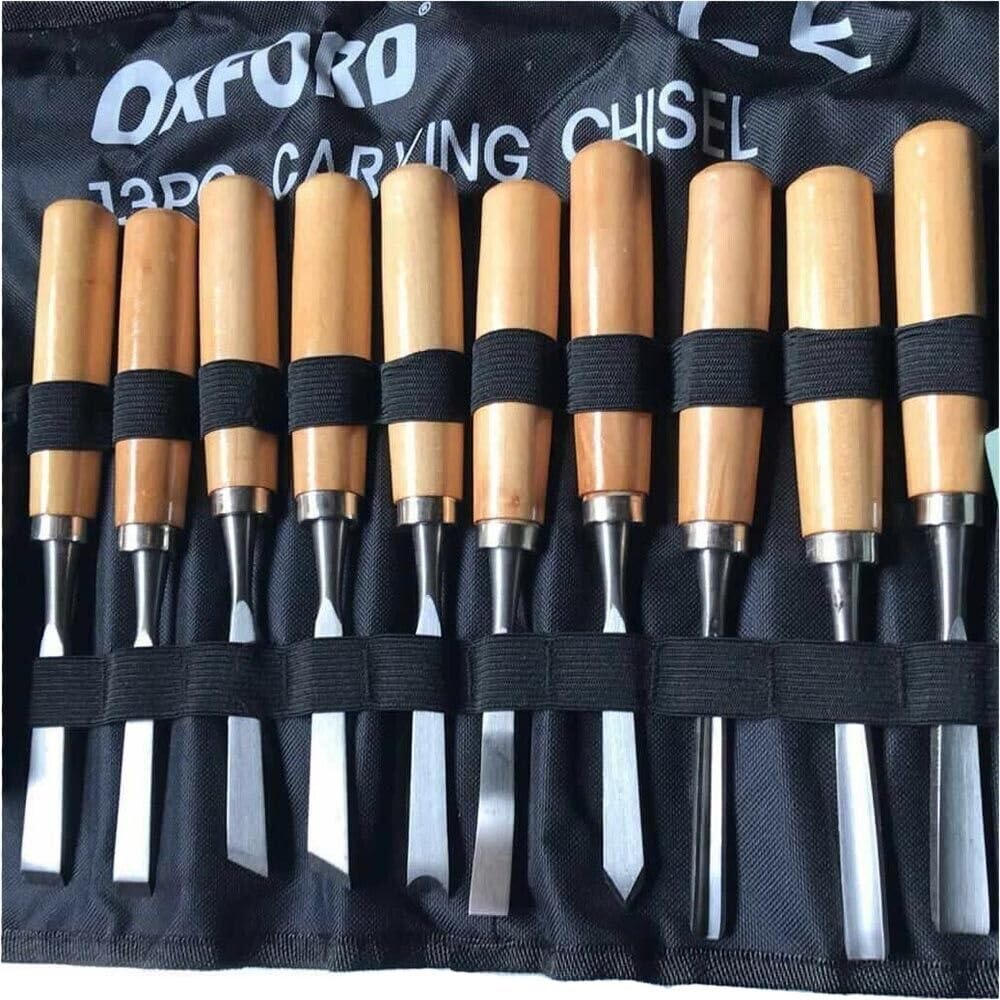 Gubias cincel para madera, juego de 13 herramientas de carpintero, hoja de acero, kit de corte de madera