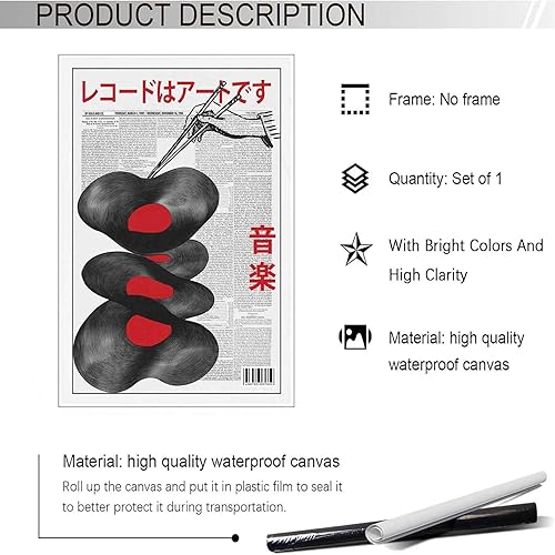 Miniatura 7 de Póster en lienzo de álbum de música vintage japonés, arte de pared retro, arte de pared divertido de moda, álbum de música japonés, impresión