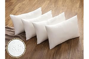 12x20 Outdoor Lumbar Pillow Inserts, Waterproof and Fade-Resistant Set of 4 for Outdoor Patio Furniture