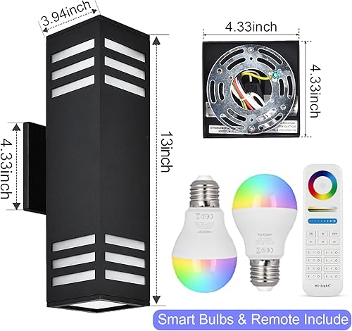 Miniatura 6 de wowlite Aplique de pared para exteriores con luces de arriba y abajo, luminarias LED para exteriores de 1200LM, montaje en pared, luces exteriores