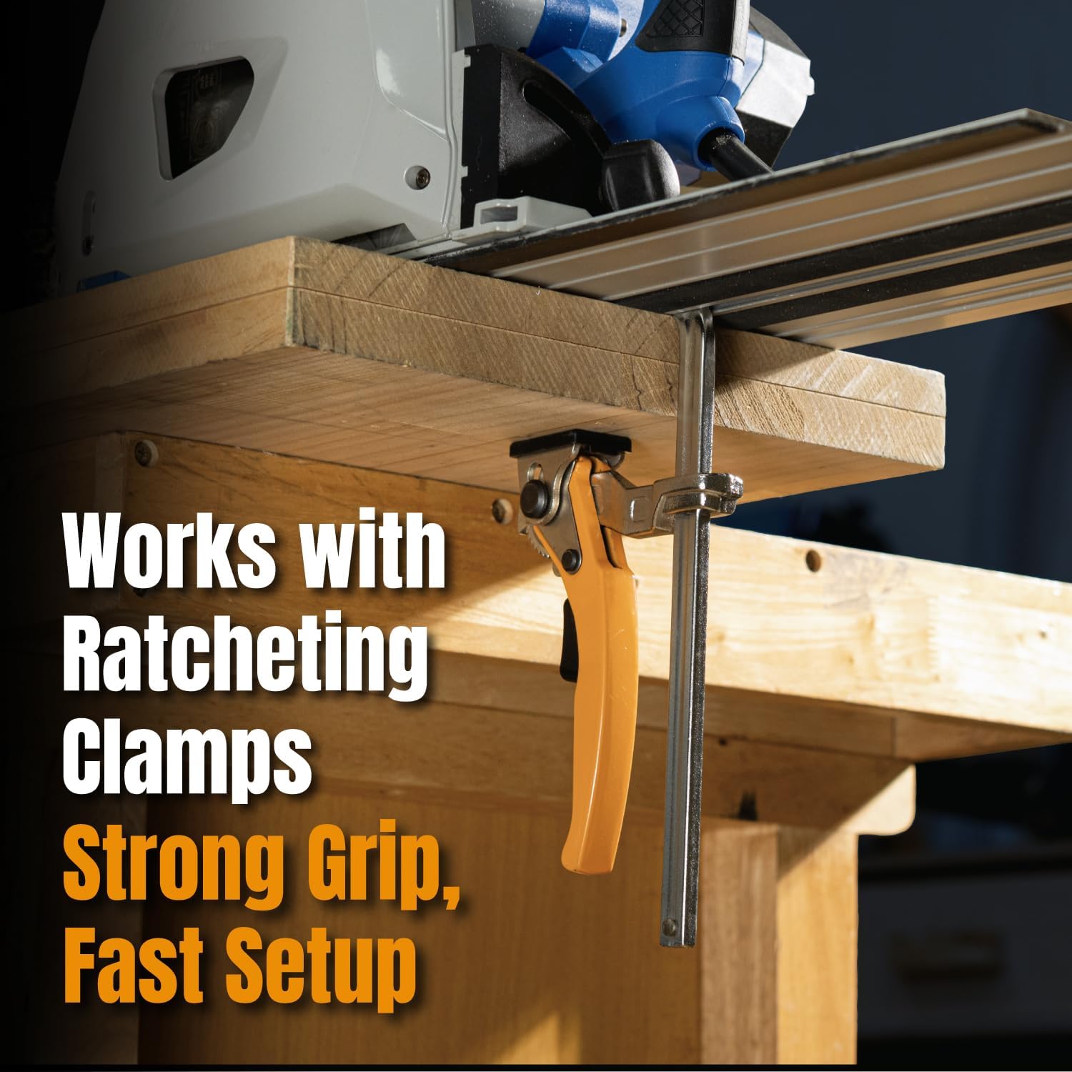 POWERTEC 55" Track Saw Guide Rail for Kreg Track Saws | Perfect for Repeatable Rip Cuts & Crosscuts | Extruded Aluminum Guide Rail for Optimized Bevel & Straight Cuts (71990)