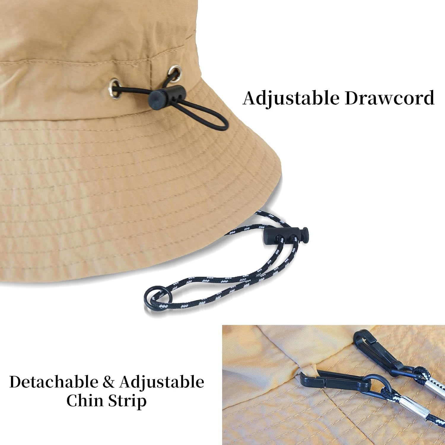 NPJY Packable Quick Dry Sun Bucket Hats for Women Lightweight Outdoor Waterproof Rain Hat with Detachable Chin Strap