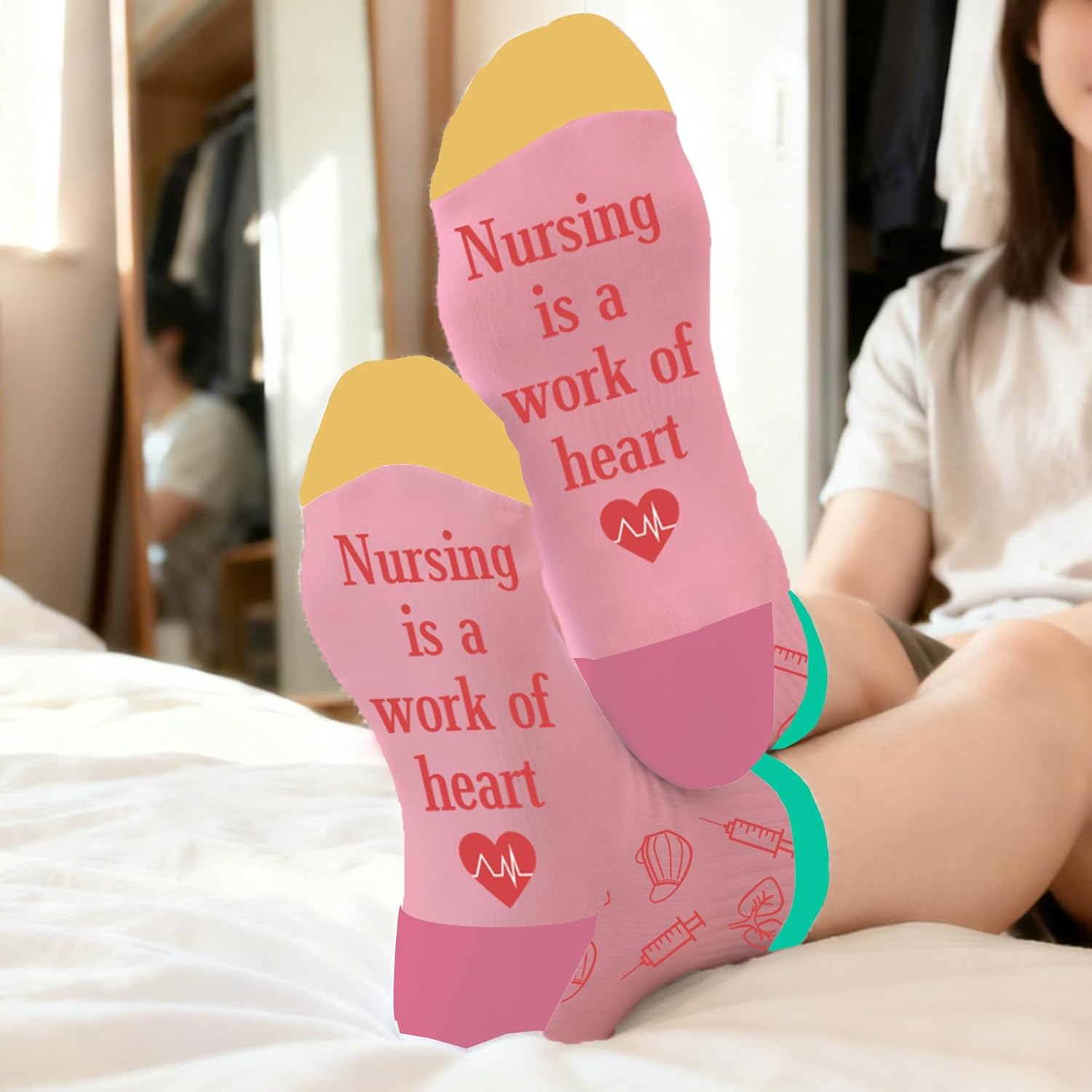 Nurse Gifts for Women - Nurse Christmas Gift Ideas,Nurses Week Gifts Graduation Presents for Nurses Day Retirement Practitioner Appreciation Gift Valentine Day Presents Womens,Pink Socks - Image 6
