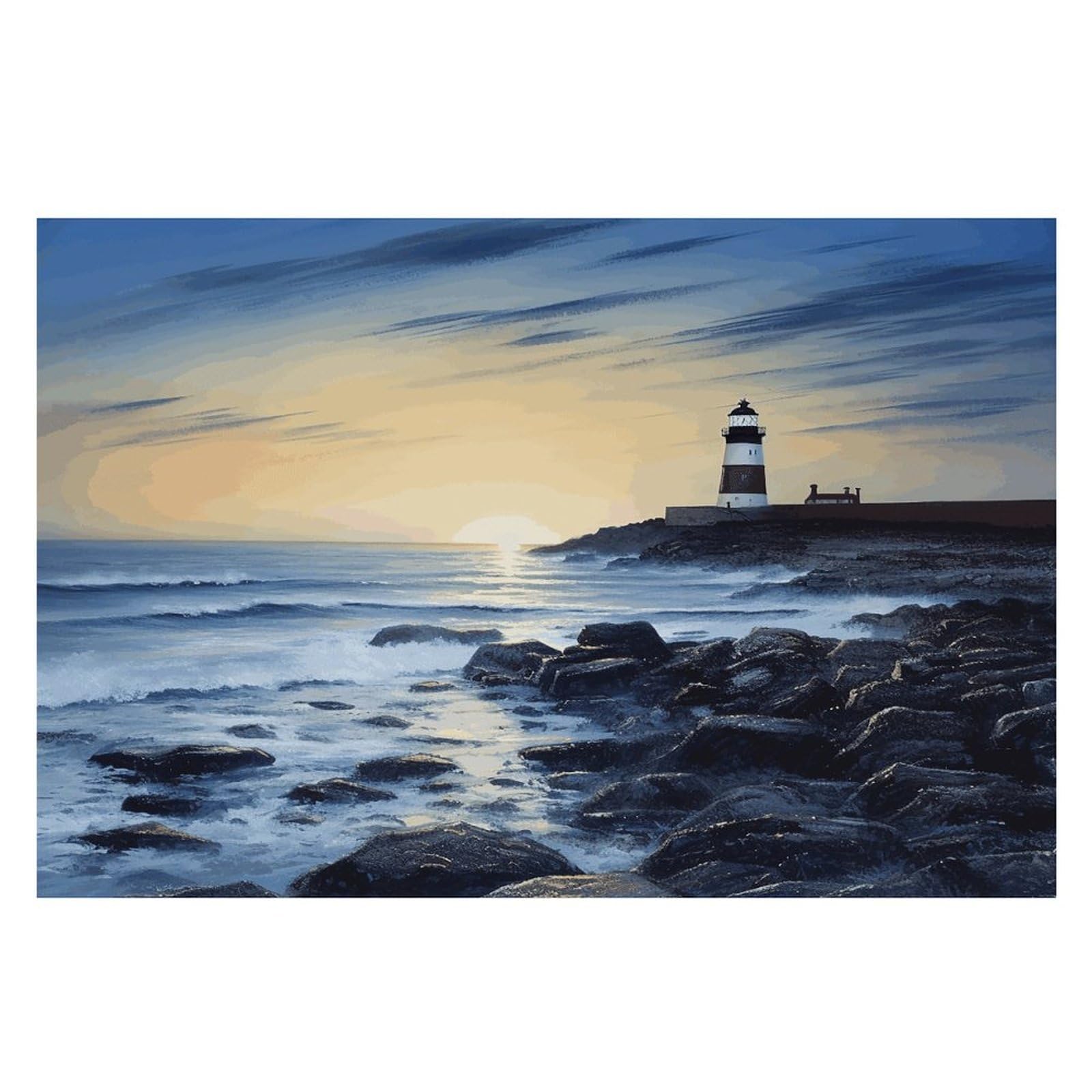 The Seaside Lighthouse Placemats Wipeable Heat Resistant Table Mats Washable Flax Place Mats Elegant Cloth Non-Slip Placemat for Kitchen Dinning Party Table Decor 12 * 18 in