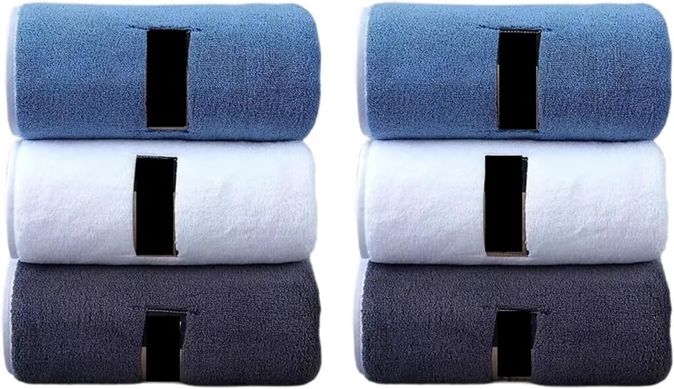 6pcs Thickened Microfiber Towel Set, 40x80cm/15.7"x31.5", Absorbent Quick-Drying Suitable for Family Fitness and Travel(Mixed Colors 6pcs)